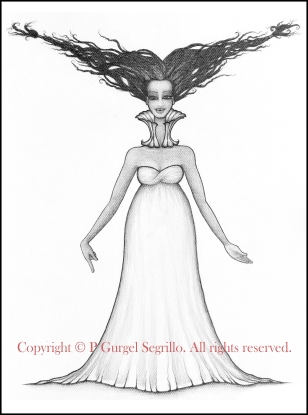 Original black and white drawings created by Brazilian-Irish visual artist P Gurgel-Segrillo: figurative explorations on cross-cultural identity and womanhood, empowerment and femininity.